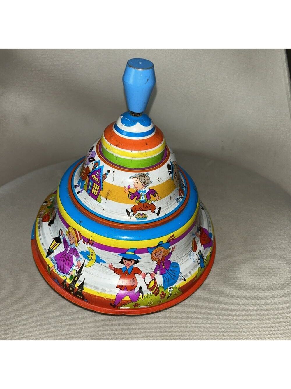 vintage tin toy spinning top Mother Goose Ohio Art